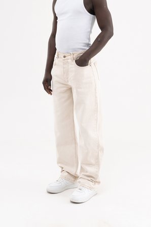 Erkek Efektli Yıkamalı Baggy Jean Pantolon Taş
