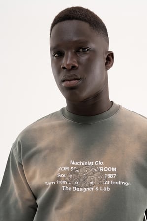 Erkek M Logo Patched Washing Tee Oversize Tişört Haki