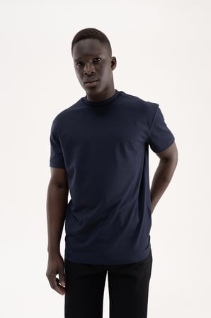 Erkek Stylish Basic Oversize Modal Tişört Gece Mavisi