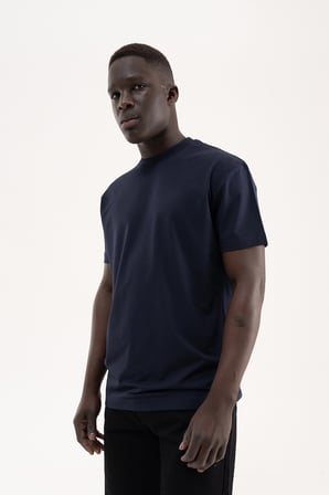 Erkek Stylish Basic Oversize Modal Tişört Gece Mavisi