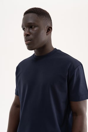Erkek Stylish Basic Oversize Modal Tişört Gece Mavisi