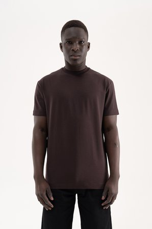 Erkek Stylish Basic Oversize Modal Tişört Koyu Kahverengi