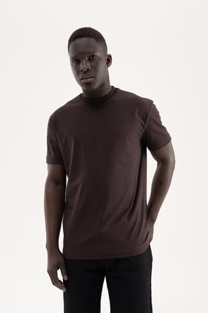 Erkek Stylish Basic Oversize Modal Tişört Koyu Kahverengi