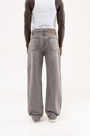 Erkek Efektli Baggy Jean Pantolon Gri