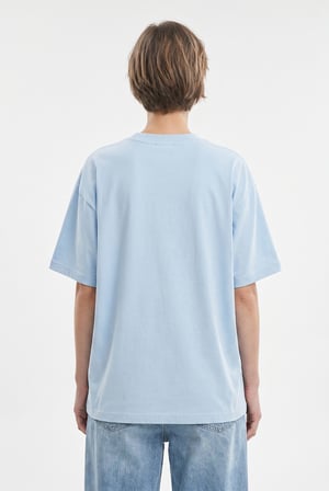 Kadın Basic Oversize Pamuklu Süprem T-Shirt Bebe Mavi
