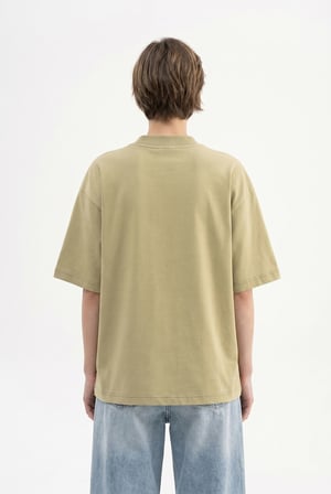 Kadın Basic Oversize Pamuklu Süprem T-Shirt Küf Yeşili