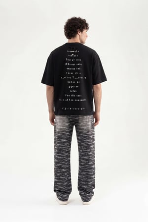 Erkek Upside-Down Baskılı Oversize Tişört Siyah