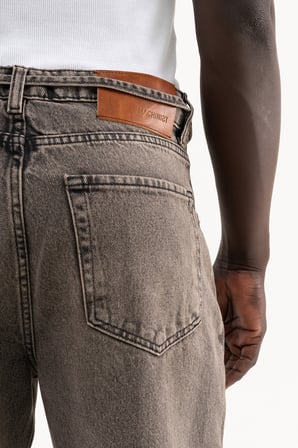 Erkek Oversize Baggy Yıkamalı Jean Pantolon Gri