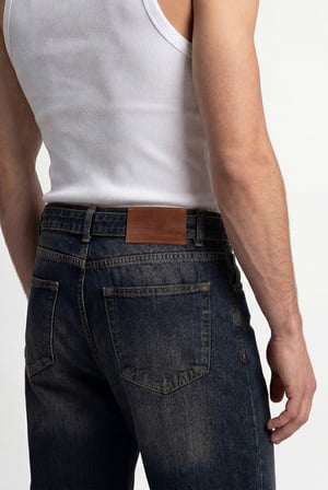 Erkek Oversize Baggy Yıkamalı Jean Pantolon Kahverengi-Mavi