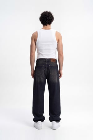 Erkek Oversize Baggy Yıkamalı Jean Pantolon Kahverengi-Mavi