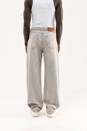 Erkek Oversize Baggy Yıkamalı Jean Pantolon Mavi