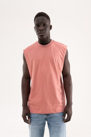 Erkek Oversize Bisiklet Yaka Basic Atlet Mercan