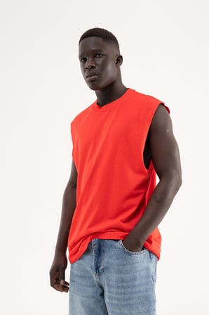 Erkek Oversize Bisiklet Yaka Basic Atlet Nar