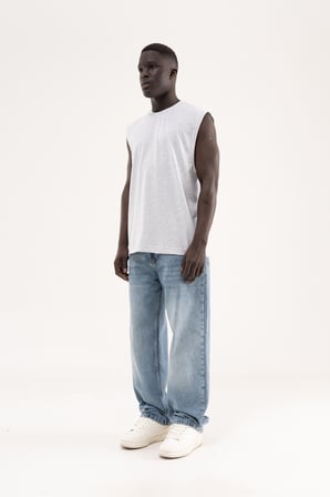 Erkek Oversize Bisiklet Yaka Basic Atlet Karmelanj