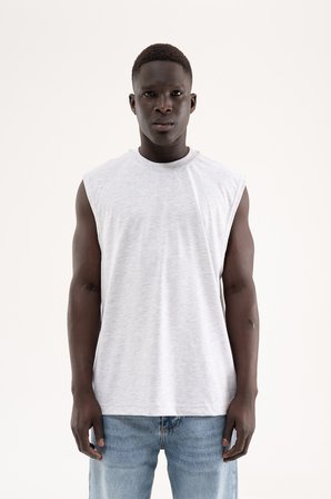 Erkek Oversize Bisiklet Yaka Basic Atlet Karmelanj