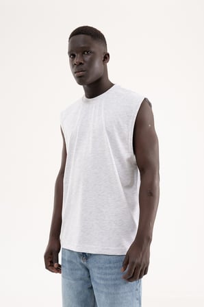 Erkek Oversize Bisiklet Yaka Basic Atlet Karmelanj