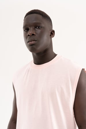 Erkek Oversize Bisiklet Yaka Basic Atlet Toz Pembe