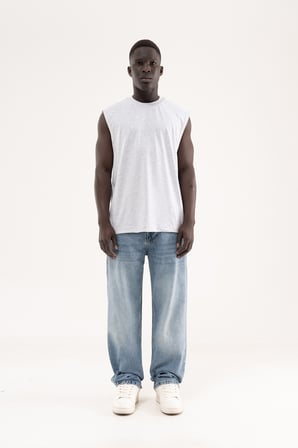 Erkek Oversize Bisiklet Yaka Basic Atlet Karmelanj