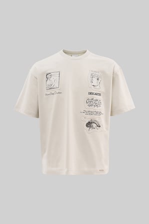 Erkek Descartes Design Oversize Tişört Uzay Grisi