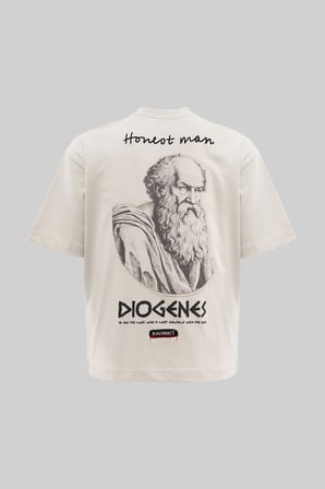 Erkek Diogenes Design Oversize Tişört Uzay Grisi