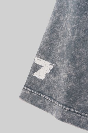 Erkek Abstract Movement Baskılı Yıkamalı Oversize Tişört Gri