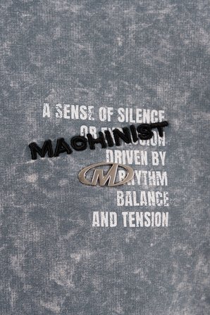 Erkek Abstract Movement Baskılı Yıkamalı Oversize Tişört Gri