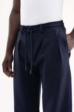Erkek Çift Pilise Double Face Baggy Pantolon Gece Mavisi