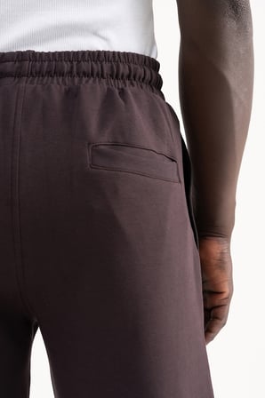 Erkek Çift Pilise Double Face Baggy Pantolon Koyu Kahverengi