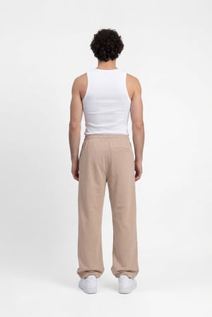 Erkek Önü Dikiş Detaylı Double Face Baggy Pantolon Açık Bej