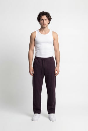 Erkek Önü Dikiş Detaylı Double Face Baggy Pantolon Koyu Kahverengi