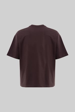 Erkek Palermo Nakışlı Oversize Tişört Kahverengi