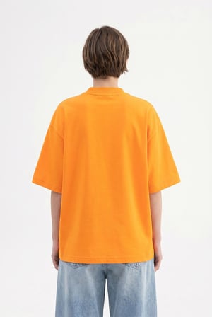 Kadın Basic Oversize Pamuklu Süprem T-Shirt Turuncu