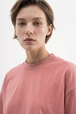 Kadın Basic Oversize Pamuklu Süprem T-Shirt Mercan