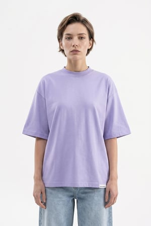 Kadın Basic Oversize Pamuklu Süprem T-Shirt Lila