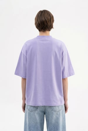 Kadın Basic Oversize Pamuklu Süprem T-Shirt Lila