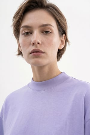 Kadın Basic Oversize Pamuklu Süprem T-Shirt Lila