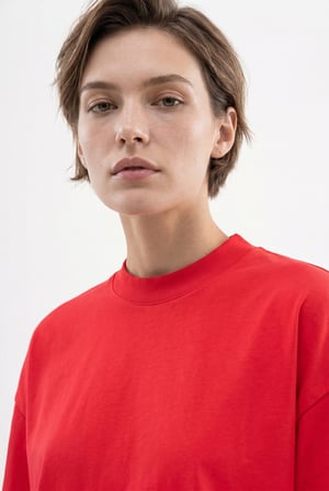 Kadın Basic Oversize Pamuklu Süprem T-Shirt Kırmızı
