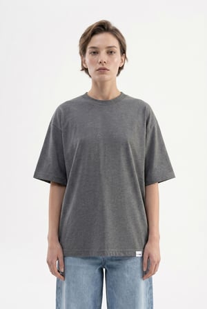 Kadın Basic Oversize Pamuklu Süprem T-Shirt Antrasit