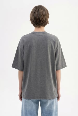 Kadın Basic Oversize Pamuklu Süprem T-Shirt Antrasit
