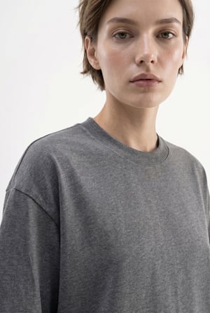 Kadın Basic Oversize Pamuklu Süprem T-Shirt Antrasit