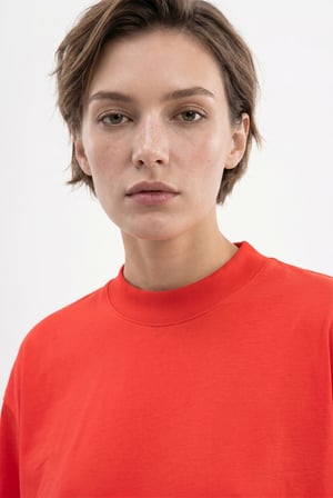 Kadın Basic Oversize Pamuklu Süprem T-Shirt Nar