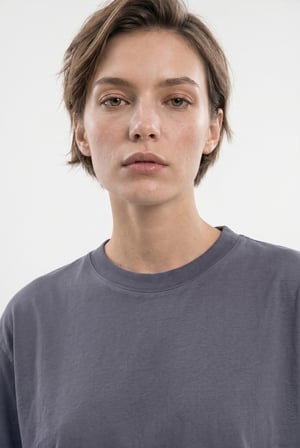 Kadın Basic Oversize Pamuklu Süprem T-Shirt Füme