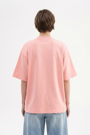 Kadın Basic Oversize Pamuklu Süprem T-Shirt Koyu Pudra