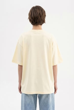 Kadın Basic Oversize Pamuklu Süprem T-Shirt Açık Sarı