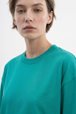 Kadın Basic Oversize Pamuklu Süprem T-Shirt Benetton Yeşili