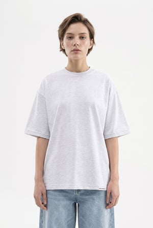 Kadın Basic Oversize Pamuklu Süprem T-Shirt Karmelanj