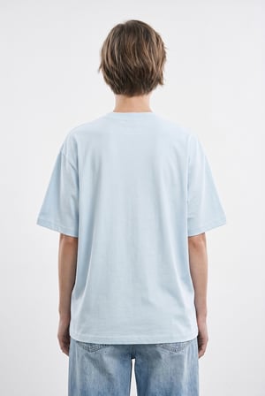 Kadın Basic Oversize Pamuklu Süprem T-Shirt Buz Mavisi