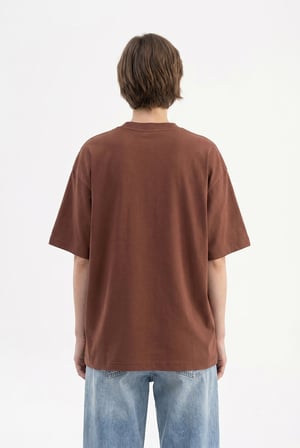Kadın Basic Oversize Pamuklu Süprem T-Shirt Çikolata