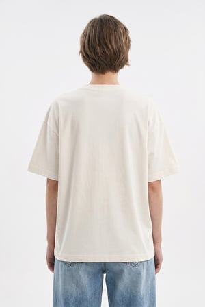 Kadın Basic Oversize Pamuklu Süprem T-Shirt Boyama Gri