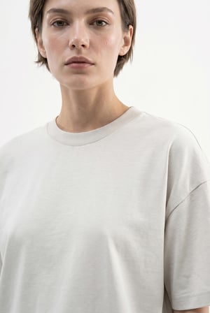 Kadın Basic Oversize Pamuklu Süprem T-Shirt Boyama Gri